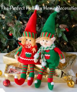 Elf Plush Christmas Stuffed Dolls, Set of 2 - 12" Boy and Girl Elves Holiday Cute Plush Shelf Toys - Fun Kids Buddy Figurine Decorations, Christmas Winter Holiday Party Festive Decor and Gift Exchange 26 71OPigG9iyL