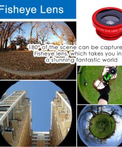 KINGMAS 3 in 1 Universal Fish Eye & Macro Clip Camera Lens Kit for iPad iPhone 7 6 5 Samsung BlackBerry HTC and Most Smartphones (Red) 26 71OQFOkbNGL 1