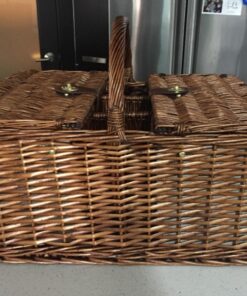 Juvale Wicker Picnic Basket for 4 with Utensils, Glasses, and Insulated Cooler Bag - Luxury Camping, Picnic Essentials, Picnic Kit 74 71OQFTMef1L