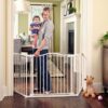 Toddleroo by North States 72” wide Deluxe Décor Baby Gate: Sturdy safety gate with one hand operation. Extra wide baby gate. Hardware Mount. Fits 38.3 - 72” Wide. (30" Tall, Warm White) 72" Wide Gate 20 71OQpm9w9cL