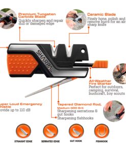 SHARPAL 101N 6-In-1 Pocket Knife Sharpener & Survival Tool, with Fire Starter Ferro Rod, Whistle & Diamond Sharpening Rod, Quickly Repair, Restore and Hone Straight and Serrated Blade 18 71OSZnbzLL