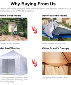 ABCCANOPY Heavy Duty Ez Pop up Canopy Tent with Sidewalls 10x10, White 34 71OUTooZfpL