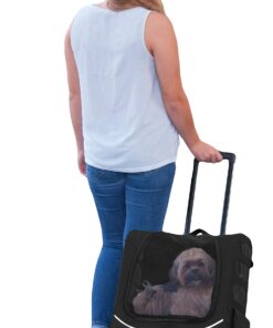 Pet Gear I-GO2 Roller Backpack, Travel Carrier, Car Seat for Cats/Dogs, Mesh Ventilation, Included Tether, Telescoping Handle, Storage Pouch 22.0"L x 13.5"W x 16.0"H 34 71OWv1FxuL