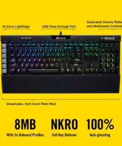Corsair K95 RGB Platinum Mechanical Gaming Keyboard - 6x Programmable Macro Keys - USB Passthrough & Media Controls - Fastest Cherry MX Speed - RGB LED Backlit - Black Finish 34 71OX CsVoHL
