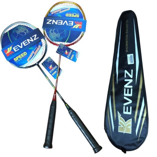 KEVENZ 2 Pack Graphite High-Grade Badminton Racquet, Professional Carbon Fiber Badminton Rackets, 1 Black and 1 Red Racket, 1 Carrying Bag