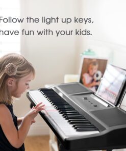 Alternative view of The ONE Keyboard Piano, 61 Key Piano Keyboard for Beginner/Professional, Electric Piano w/Lighted Keys, Music Stand & Piano App, Supports USB MIDI/Audio/Microphone/Headphones/Sustain Pedal Onyx Black