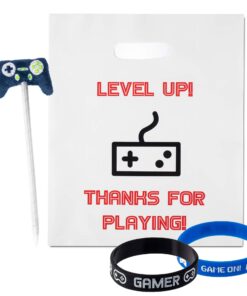 L LIFETIME Party Favor Plastic Goodie Bags with Handles- Theme Birthday Supplies Gift Bag for Kids and Adults – Video Games (24 Pack) 17 71OaSkJpbFL