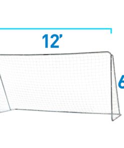 Franklin Sports Competition Soccer Goals - Backyard Portable Steel Soccer Goals - Adult + Youth Soccer Goal with Net + Ground Stakes Included - Multiple Sizes + Colors Non-Folding 12' x 6' Silver 25 71ObEpyhN L