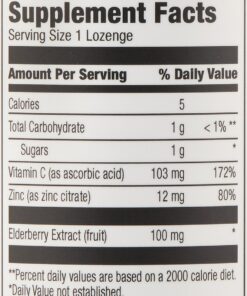 Amazon Elements Elderberry Complex, Immune System Support Tablet, Berry Flavored Lozenges, Adult, Unisex, 60 Count, Elderberry 100mg, Vitamin C 103mg, Zinc 12mg per Serving (Packaging may vary) 31 71ObLM5yUEL