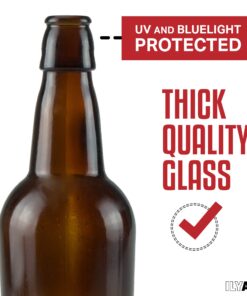 Ilyapa 16 Ounce Amber Swing Top Glass Beer Bottles for Home Brewing - Carbonated Drinks, Kombucha, Kefir, Soda, Juice, Fermentation, 12 Pack Glass Bottle with Airtight Rubber Seal Flip Caps 16oz 14 71ObYv BPKL