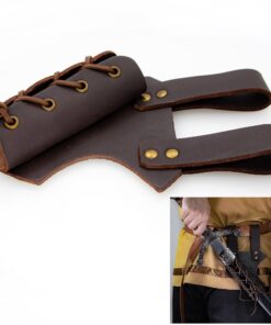 Armory Replicas - Genuine Bovine Leather Hawk Wood Sword Frog - Medieval Inspired Adjustable LARP Sabre Rapier Sword Weapon Frog Holster Holder Accessory Brown Right 18 71ObuIMk9nL