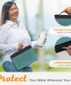 Christian Art Gifts Women's Fashion Bible Cover Serenity Prayer, Aqua/Black Faux Leather, Large 26 71OcQ0qiCoL