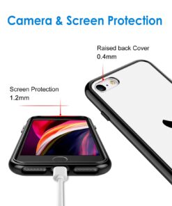 JETech Case for iPhone SE 3/2 (2022/2020 Edition), iPhone 8 and iPhone 7, 4.7-Inch, Shockproof Bumper Cover, Anti-Scratch Clear Back (Black) Black 34 71Ocw BGjXL