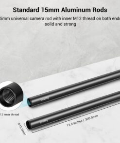 Alternative view of SmallRig 12 Inches (30 cm) Aluminum Alloy 15mm Rod with M12 Female Thread, Pack of 2-1053 12"