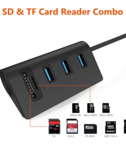 USB 3.0 HUB, Cateck Bus-Powered USB 3.0 3-Port Aluminum Hub with 2-Slots Card Reader Combo for iMac, MacBook Air, MacBook Pro, MacBook, Mac Mini, PCs and Laptops, Black USB 3.0 HUB black 27 71OfNtozpAL