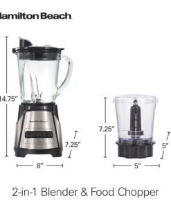Hamilton Beach Power Elite Blender for Shakes and Smoothies with 3-Cup Vegetable Chopper Mini Food Processor, 40oz Glass Jar, 12 Functions for Puree, Ice Crush, Black and Stainless Steel (58149) 37 71OfPjKmJoL