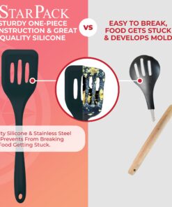 Alternative view of StarPack Premium XL Silicone Cooking Utensils Set - Six Large Utensils - Kitchen Utensil Set Heat Resistance to 600°F - Hygienic One-Piece Design Silicone Utensil Set for Mixing & Cooking (Gray Black) Premium (Heat Resistant 600°F) Gray Black