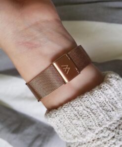 Wristology 10 Styles Maxi Crystal Watch Leather Band - Interchangeable Genuine Leather Strap - Large Easy to Read Watch with Second Hand for Women, Men, Nurses, Teachers Rose Gold Metal Mesh 55 71Og7NWc0L