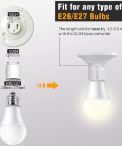 2 Pack JACKYLED GU24 to E26 Adapter, Up to 392℉ Heat Resistant Converts GU24 Bi-Pin Based Fixture to E26 E27 Standard Screw-in Socket Adapter 2-pack 25 71OgtzKZABL 1