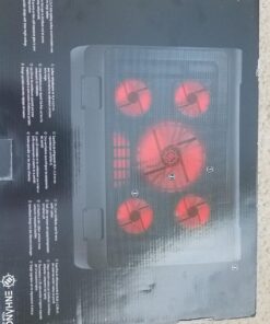 ENHANCE Gaming Laptop Cooling Pad Stand with LED Cooler Fans , Adjustable Height , & Dual USB Port for 17 inch Laptops - 5 Ultra Quiet High Performance Fans 2630 RPM & Built-In Bumpers - Red 38 71Ohe7BRctL