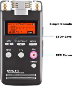 EVISTR Digital Voice Recorder 8GB L53 - 1536KPBS PCM Stereo Audio Recording Device Portable Dictaphone Microphone Gain Controllable Noise Reduction 36 71Ol3tnJyfL
