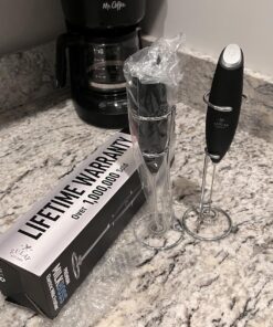 Zulay Kitchen Powerful Milk Frother Handheld Foam Maker for Lattes - Whisk Drink Mixer for Coffee, Mini Foamer for Cappuccino, Frappe, Matcha, Hot Chocolate by Milk Boss (Black) Midnight Black 37 71OlAP6UWL