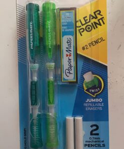 Paper Mate Clearpoint Mechanical Pencils, HB #2 Lead (0.7mm), 2 Pencils, 1 Lead Refill Set, 2 Erasers 0.7MM 29 71Onf4P4IIL