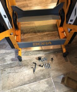 Bora Portamate - PM-8000 Miter Saw Stand Work Station | Mobile Rolling Table Top Workbench | Orange & Grey with Folding Wing Extensions Orange/Black 66 71OoZCkYHTL 1