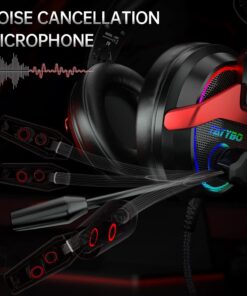 Tatybo Gaming Headset with 7.1 Surround Sound for PC PS4 PS5, USB & 3.5mm PC Headset with Noise Cancelling Microphone, Gaming Headphones for Switch Laptop Xbox one Black and Red 27 71OpW5dNJdL 3