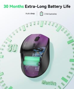 TECKNET Wireless Mouse, 2.4G USB Computer Mouse with 6-Level Adjustable 3200 DPI, 30 Months Battery, Ergonomic Grips, 6 Buttons Portable for PC, Chromebook, Mac - Purple 26 71OpjLqDv7L