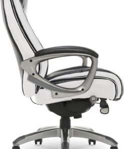 Serta Executive Office Smart Layers Technology Leather and Mesh Ergonomic Computer Chair with Contoured Lumbar and ComfortCoils, Black & White 37 71OqGsQ5FgL