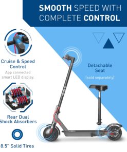 Hiboy S2/S2R Plus Electric Scooter, 8.5"/9" Tires, Up to 17/22 Miles Range, 350W Motor & 19 MPH Portable Folding Commuting Electric Scooter for Adults with Double Braking System and App S2 With Seat 43 71OuYSFMaTL 1