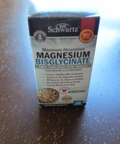Magnesium Bisglycinate 100% Chelate No-Laxative Effect - Maximum Absorption & Bioavailability, Fully Reacted & Buffered - Healthy Energy Muscle Bone & Joint Support - Non-GMO Project Verified -180ct 38 71OuiAOTM3L 3