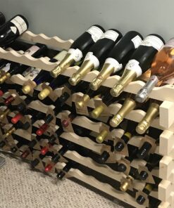 Stackable Modular Wine Rack Wine Storage Rack Holder Display Shelves for Wine Cellar or Basement, Freestanding Wine Rack Thick Wood Wobble-Free (Unfinished, 12 X 6 Rows (72 Slots)) 38 71Ow 7zAN7L