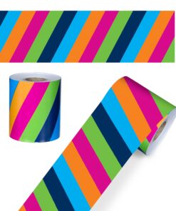 Carson Dellosa – Colorful Stripes Rolled Straight Border, Classroom Décor, 36 Feet