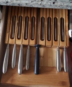 Utoplike In-Drawer Bamboo knife block, Drawer Knife Set Storage, Knife Organizer and Holder with Slots for 16 Knives and 1 Sharpening Steel (Not Included)-Kitchen Drawer, Counter Top 29 71OwVYFH3IL