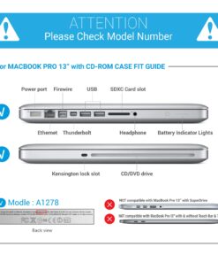 IBENZER Compatible with MacBook Pro 13 Inch case A1278 Release 2012-2008, Plastic Hard Shell Case with Keyboard Cover for Apple Old Version Mac Pro 13 with CD-ROM, Angle Quartz, P13AGQZ+1A For Previous Generation MacBook Pro 13'' A1278 8 71OwdVWxG6L