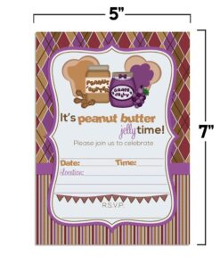 Peanut Butter Jelly Time Birthday Party Invitations, 20 5"x7" Fill In Cards with Twenty White Envelopes by AmandaCreation 10 71OxGbD z8L