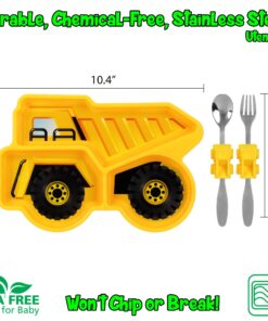 Funwares Engaging Kids' Dinnerware Set: Durable, Divided Plate, Ideal for Picky Eaters, Educational Mealtime, Easy Cleaning, Gift for Toddlers Dump Truck 13 71OxcPL7 UL