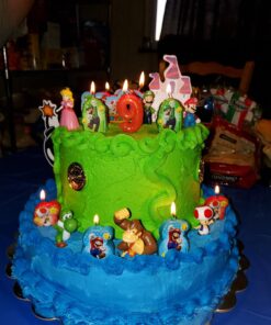 Mario Brothers 23 Piece Birthday Cake Topper Set Featuring Mario Castle, Bomb, Mario Coins, 6 Mario Figures Including Mario, Luigi, Princess Peach, Toad, Yoshi, Donkey Kong, and 12 Mario 1" 28 71OyOHF4ZzL