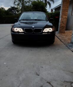 AKKON - For 02-05 BMW E46 3-Series 4 Doors Sedan Wagon Chrome Halo Ring LED Projector Headlights w-Build in Corner Lamp Set 2Pcs Chrome Housing 18 71OyOerXOlL