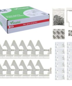 12 Pack Cabinet Locks Child Safety Latches - Vmaisi Baby Proofing Cabinets Drawer Lock with Adhesive Easy Installation - No Drilling or Extra Screws (White) Standard 12.0 22 71Oyf0T0bzL