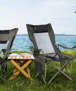 OUTDOOR LIVING SUNTIME Camping Folding Portable Mesh Chair with Removabel Footrest Army Green 28 71Oz3BBcFVL