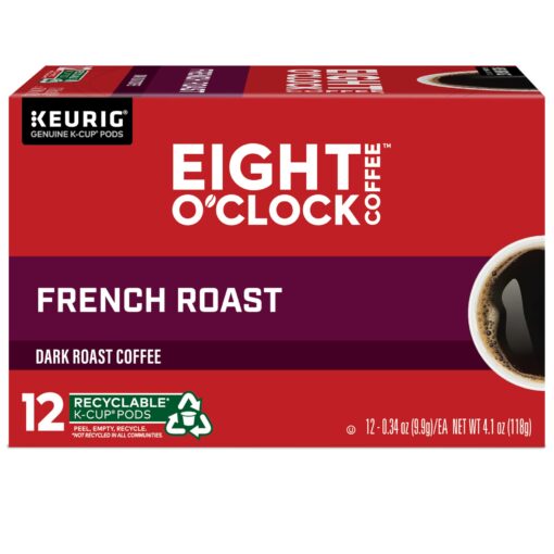 Eight O'Clock Coffee French Roast, Single-Serve Coffee K-Cup Pods, Dark Roast, 72 Count 12 Count (Pack of 6)