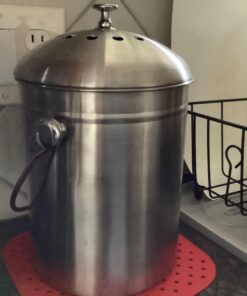 Utopia Kitchen Compost Bin for Kitchen Countertop - 1.3 Gallon Compost Bucket for Kitchen with Lid - Includes 1 Spare Charcoal Filter (Silver) Silver 33 71OziihTskL