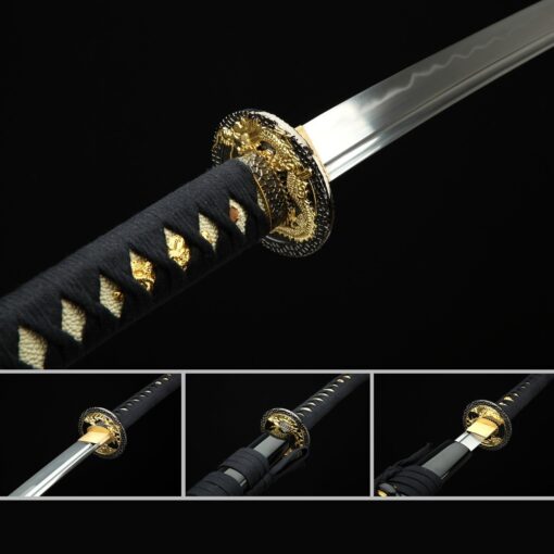 Auwiy Dragon Katana, Fully Handmade Carbon Steel Real Japanese Katana Samurai Swords