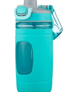 Bubba Flo Kids Water Bottle with Leak-Proof Lid, 16oz Dishwasher Safe Water Bottle for Kids, Impact and Stain-Resistant, Aqua Waters Single 18 71P 6G XxwL