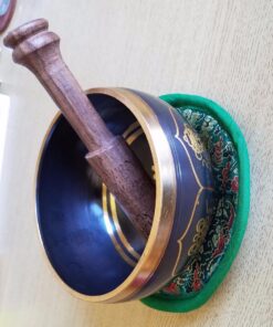 4" Exquisite Tibetan Singing Bowl Set for Meditation ~ Auspicious Eight Lucky Symbols, Buddha Eye & Dorje Painted ~ Silk Cushion & Wooden Mallet Included ~Handmade in Nepal by Thamelmart 47 71P MhJdI7L 1