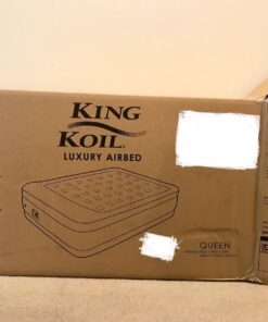 King Koil Luxury Air Mattress Queen with Built-in Pump for Home, 20” Queen Size Inflatable Airbed Luxury Double High Adjustable Blow Up Mattress, Durable - Portable and Waterproof, Black 20 Inch 54 71P uvO82xL