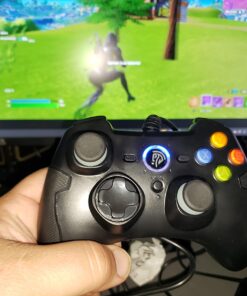 EasySMX Wired Gaming Controller,PC Game Controller Joystick with Dual-Vibration Turbo and Trigger Buttons for Windows PC/ PS3/ Android TV Box/Tesla(Black) black 25 71P11ShOGCL